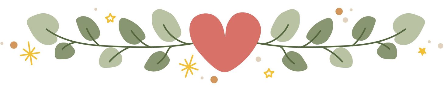  The image shows a loving heart surrounded by green foliage and colorful decorations, ideal for personal messages. 